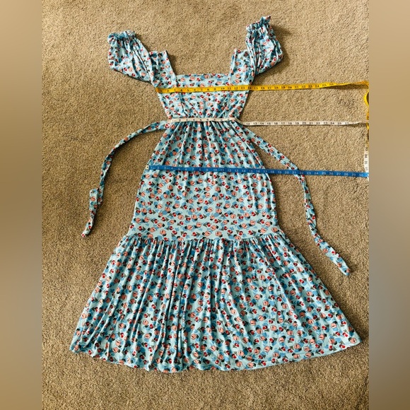 Maxi Dress S Boho Floral Flared summer stretchy fabric elastic waist sundress - Picture 6 of 11